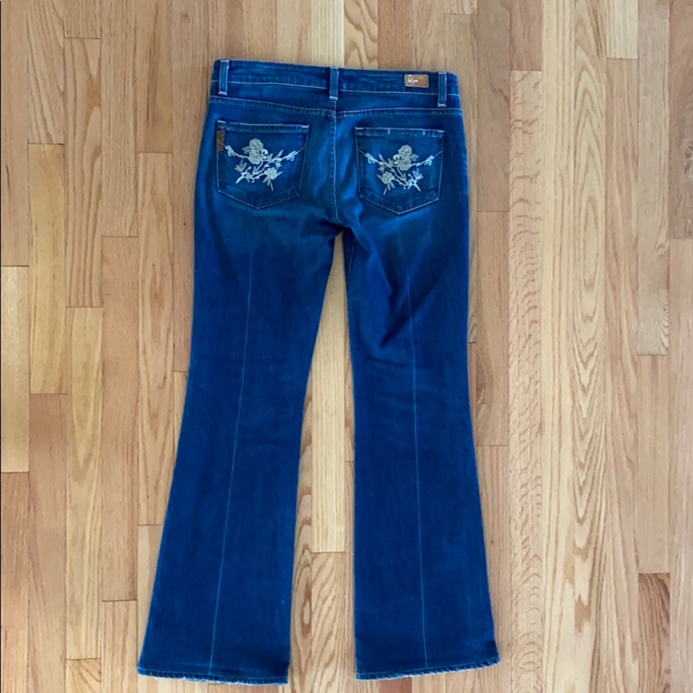 New Paige Denim Rose embroidery bootcut jeans 30